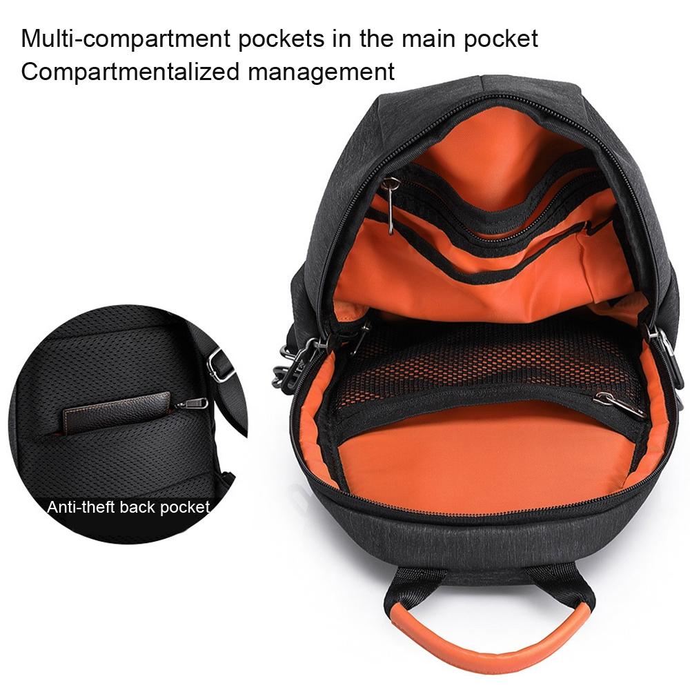 Waterproof Usb Chest Bag For Men Casual Shoulder Messenger 4