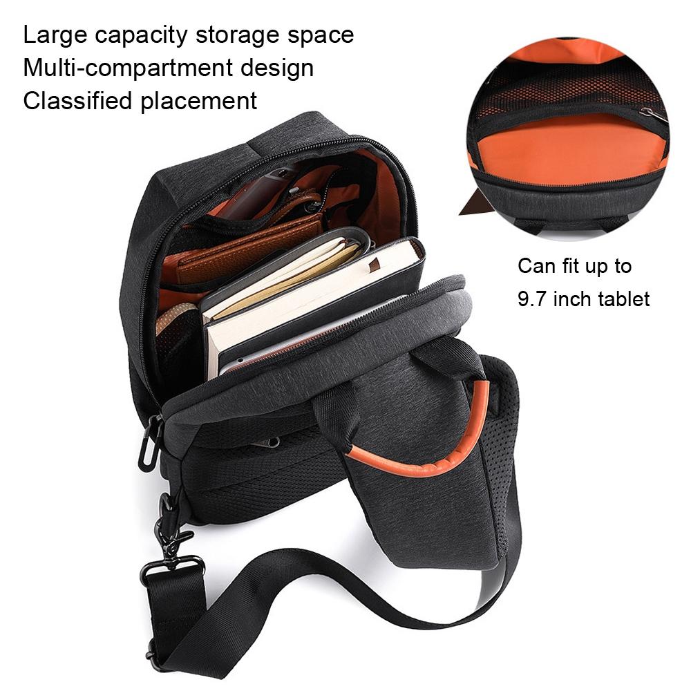 Waterproof Usb Chest Bag For Men Casual Shoulder Messenger 6