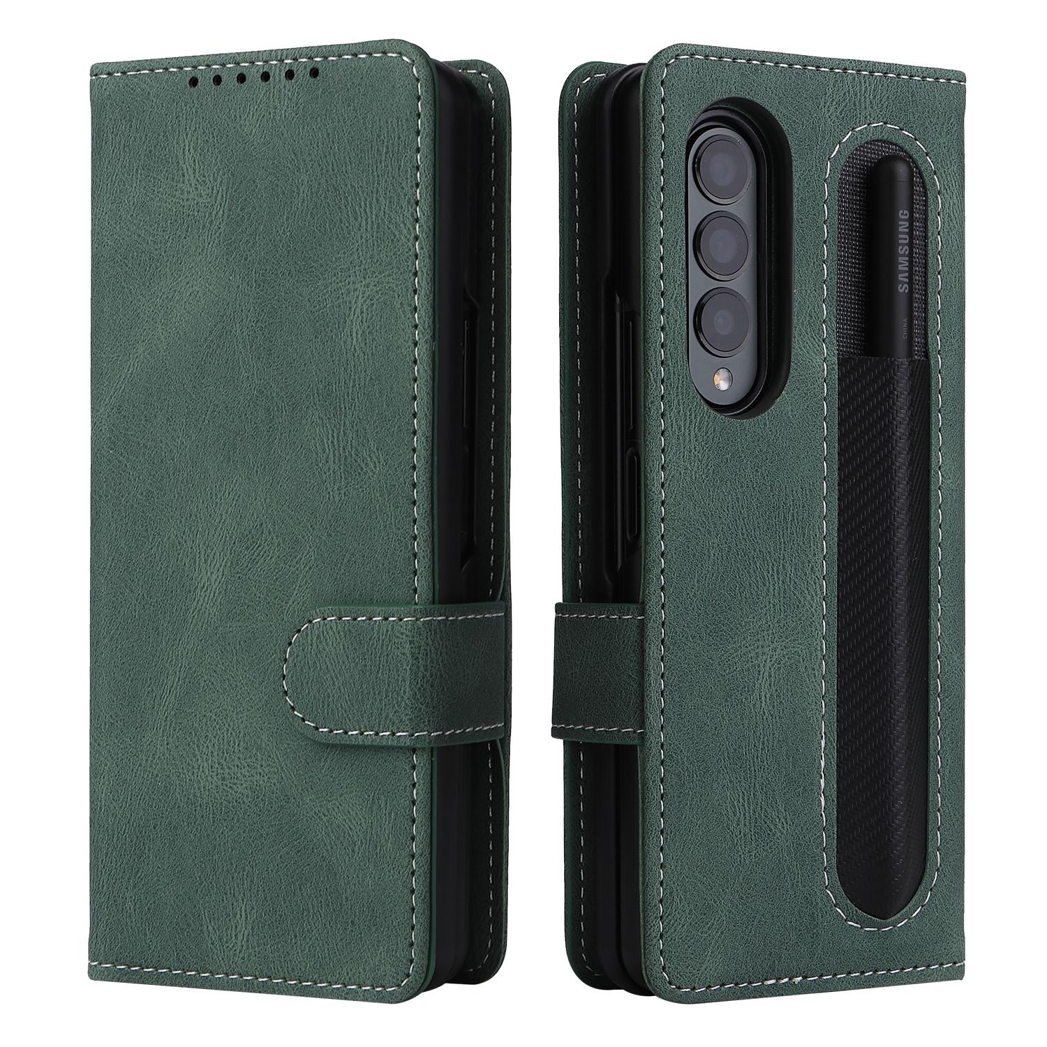 For Samsung Galaxy Z Fold4 5G Foldable Leather Case - Detachable - Purple