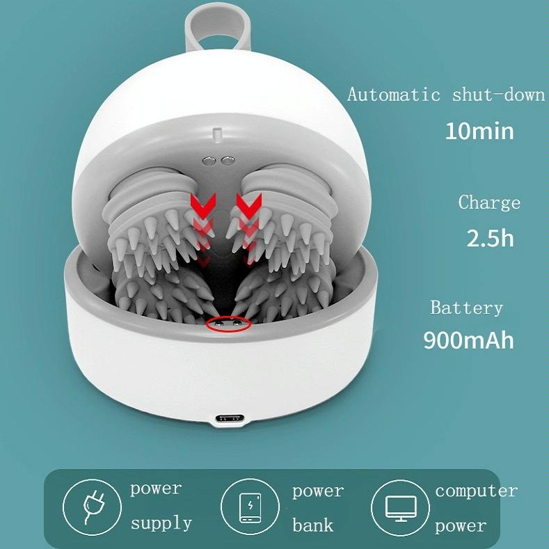Electric Silicone Head Massager English White 3