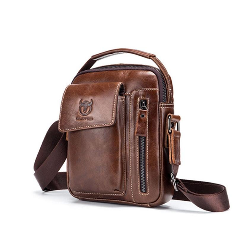 Soft Leather Messenger Bag For Men - Dark Brown 14