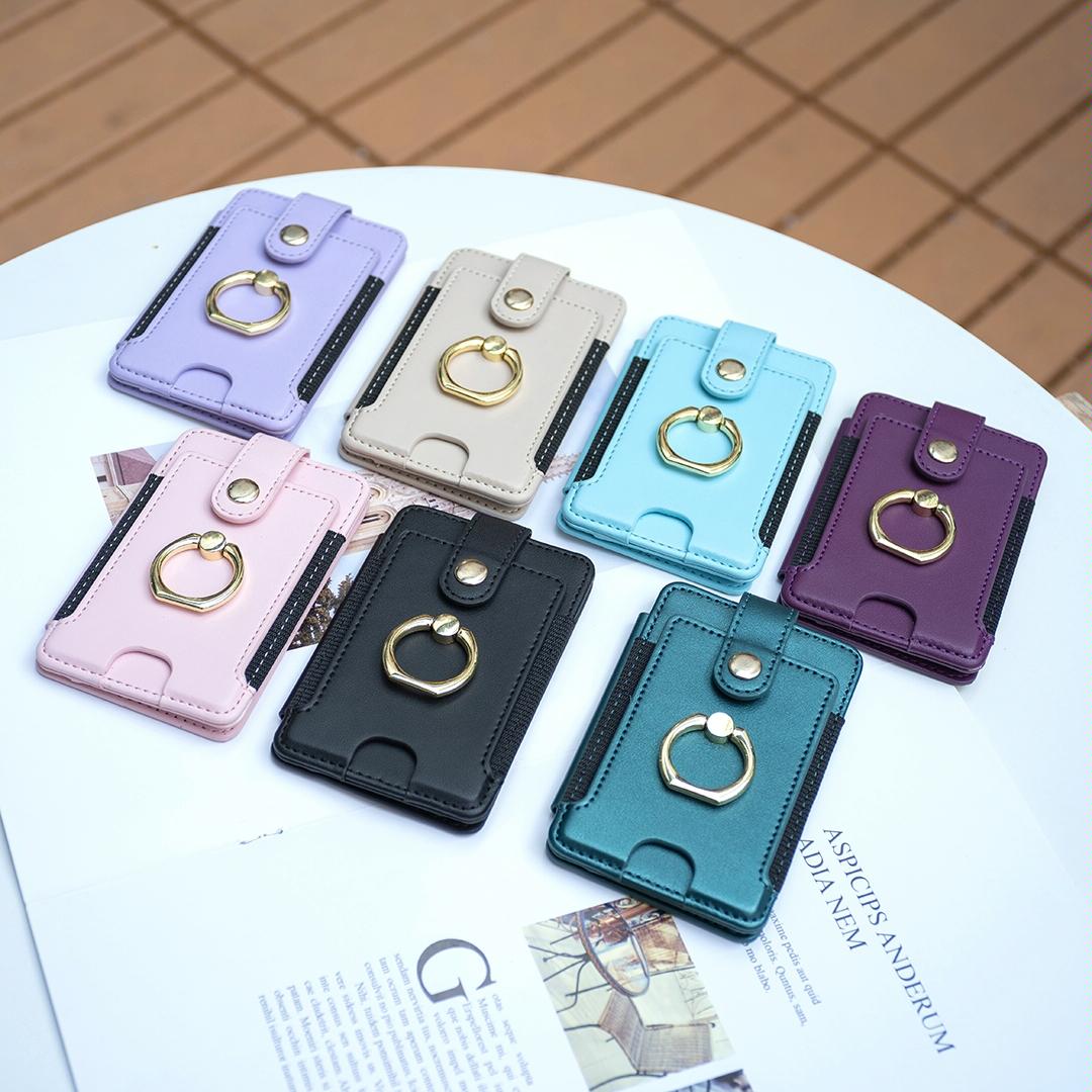 Metal Ring Card Bag Sticker For Mobile Phones - Pink 8