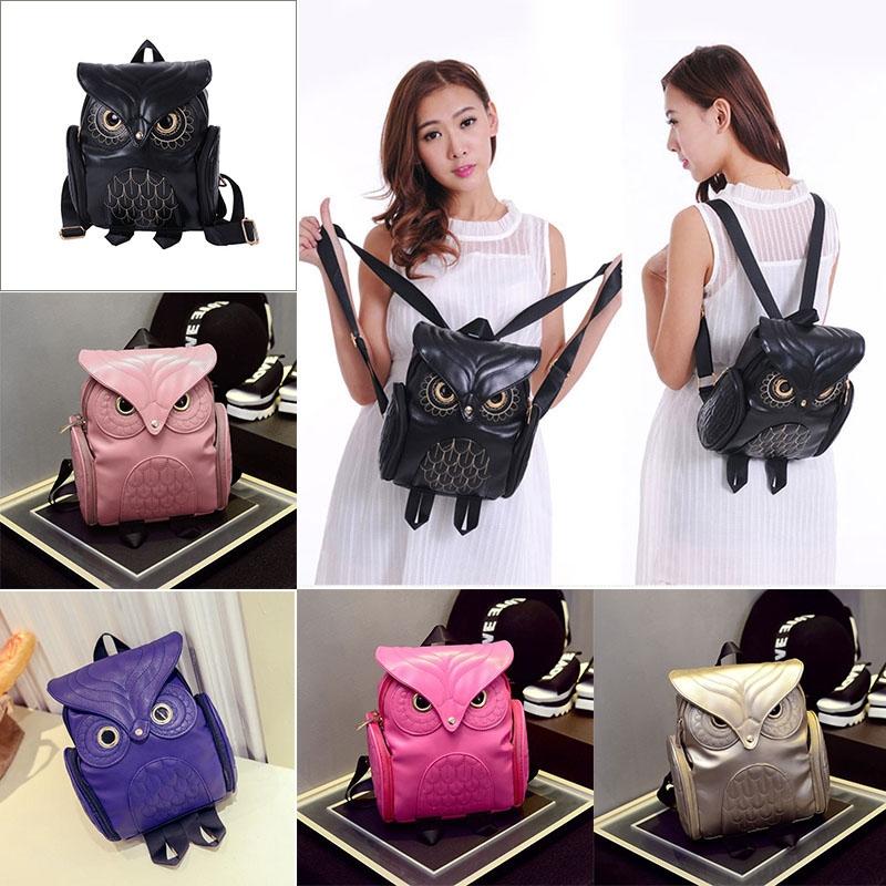 Women Owl Print Pu Backpack - Colourful and Stylish - Pink 4