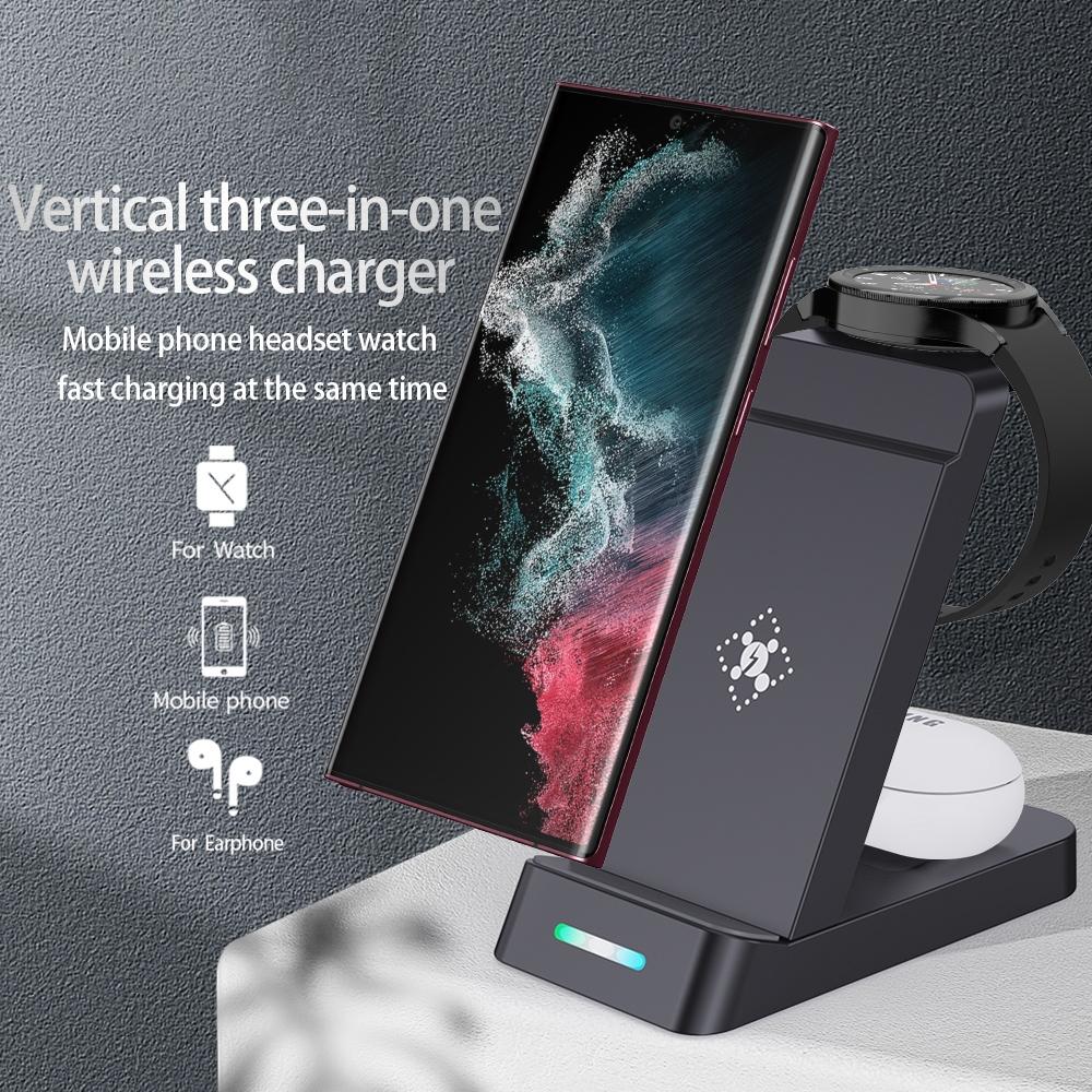 15W 3 In 1 Wireless Charger For Samsung Watch And Galaxy Buds - Black 3
