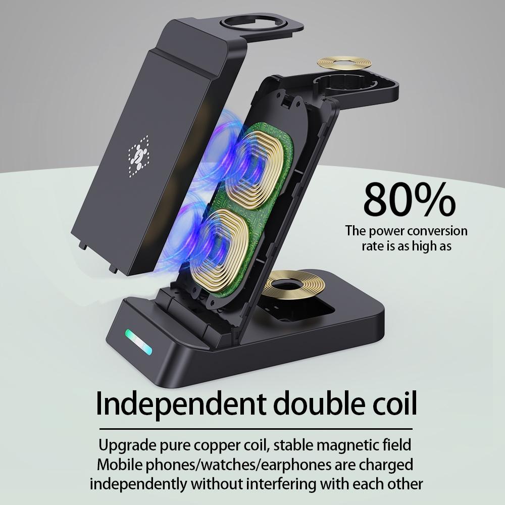 15W 3 In 1 Wireless Charger For Samsung Watch And Galaxy Buds - Black 4