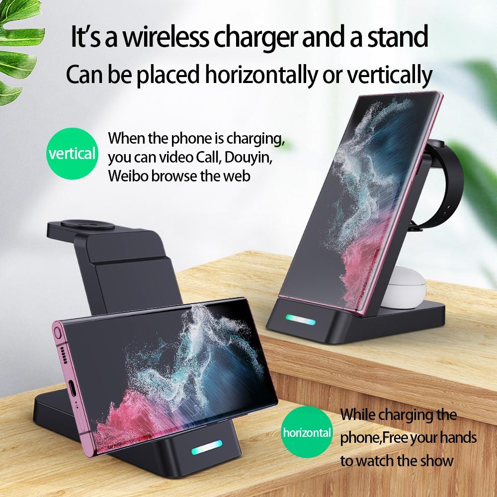 15W 3 In 1 Wireless Charger For Samsung Watch And Galaxy Buds - Black 7
