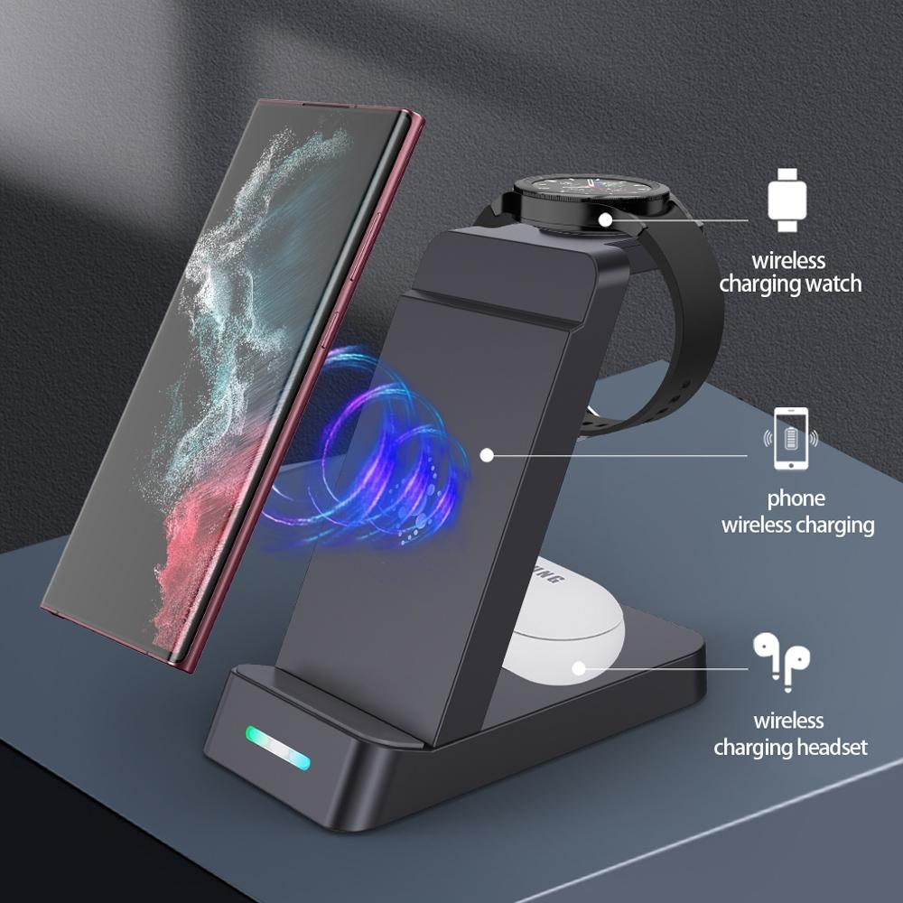 15W 3 In 1 Wireless Charger For Samsung Watch And Galaxy Buds - Black 8