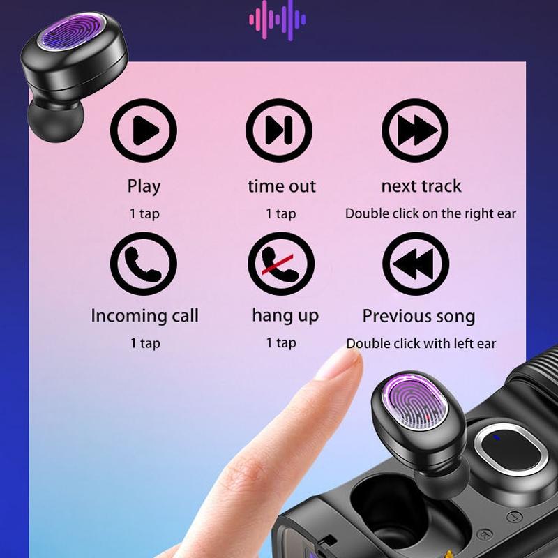Mini t & g Tws Bluetooth Earphones with Led Display - Black Silver 10