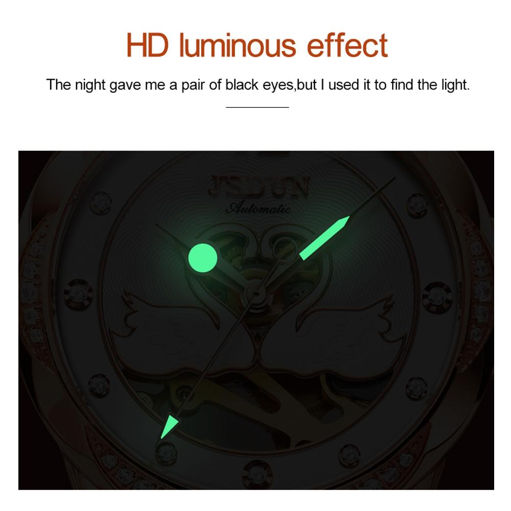 Stylish Waterproof Ceramic Mechanical Watch for Women with Diamond Accents - Black 4