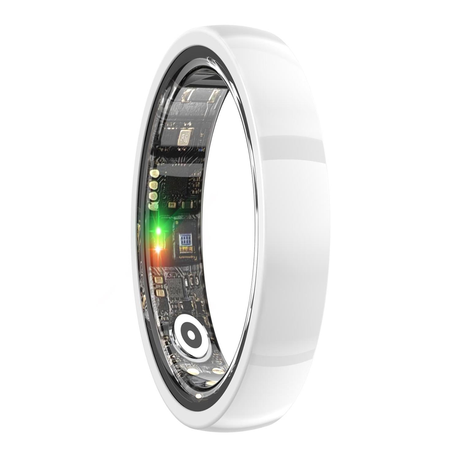 Smart Ring With Heart Rate Blood Oxygen Sleep & Sports Modes - Size 8 - White