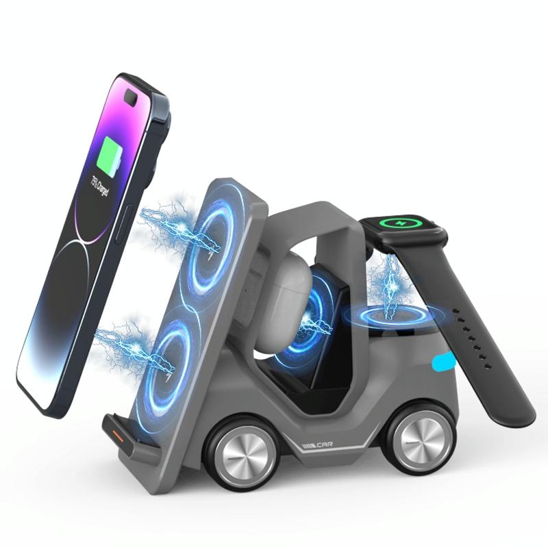 15W 3 In 1 Forklift Wireless Charger With Led Light - Orange 7