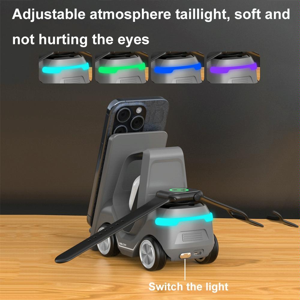 15W 3 In 1 Forklift Wireless Charger With Led Light - Orange 14