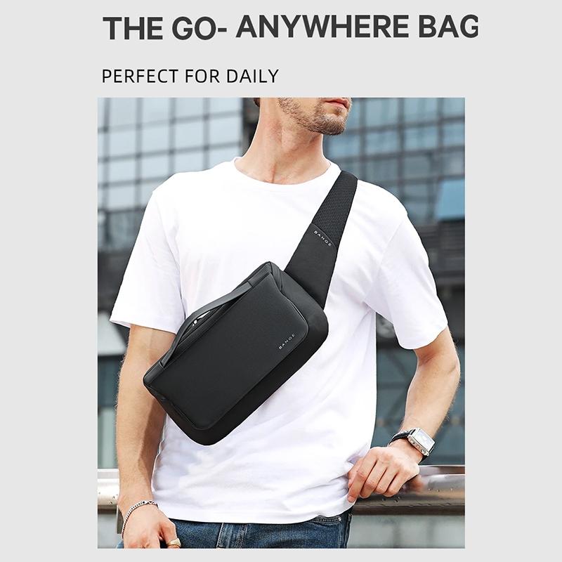 Waterproof Men Chest Bag Portable Messenger Bag Black 4