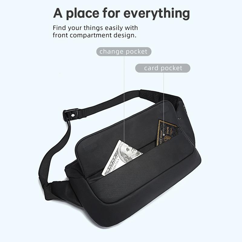 Waterproof Men Chest Bag Portable Messenger Bag Black 12