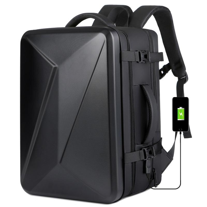 Waterproof Expandable Hard Shell Backpack with Usb Charging - Large Capacity Black - 161 Black 13