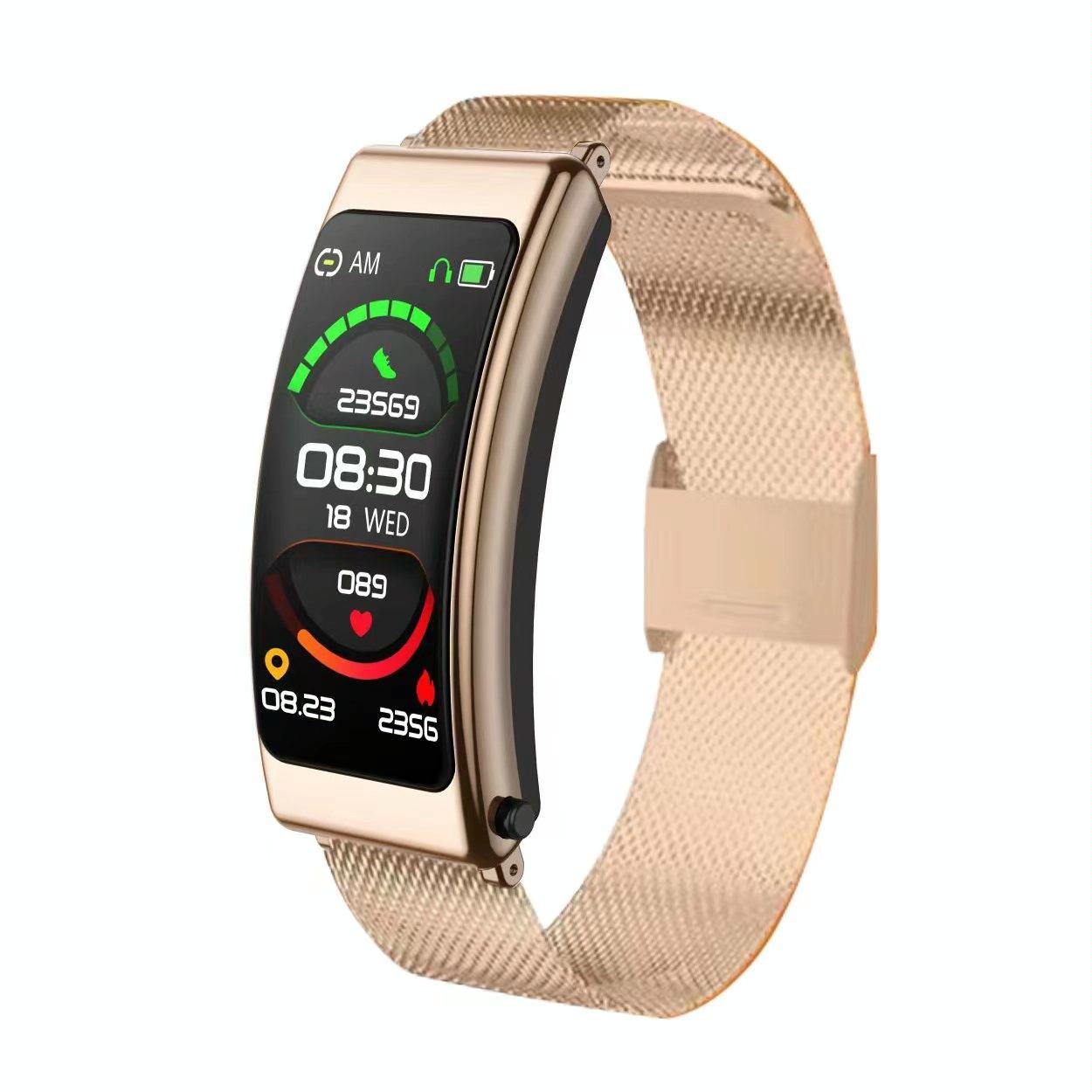 1.14 Inch Steel Band Earphone Detachable Smart Watch Support Bluetooth Call - Gold 3