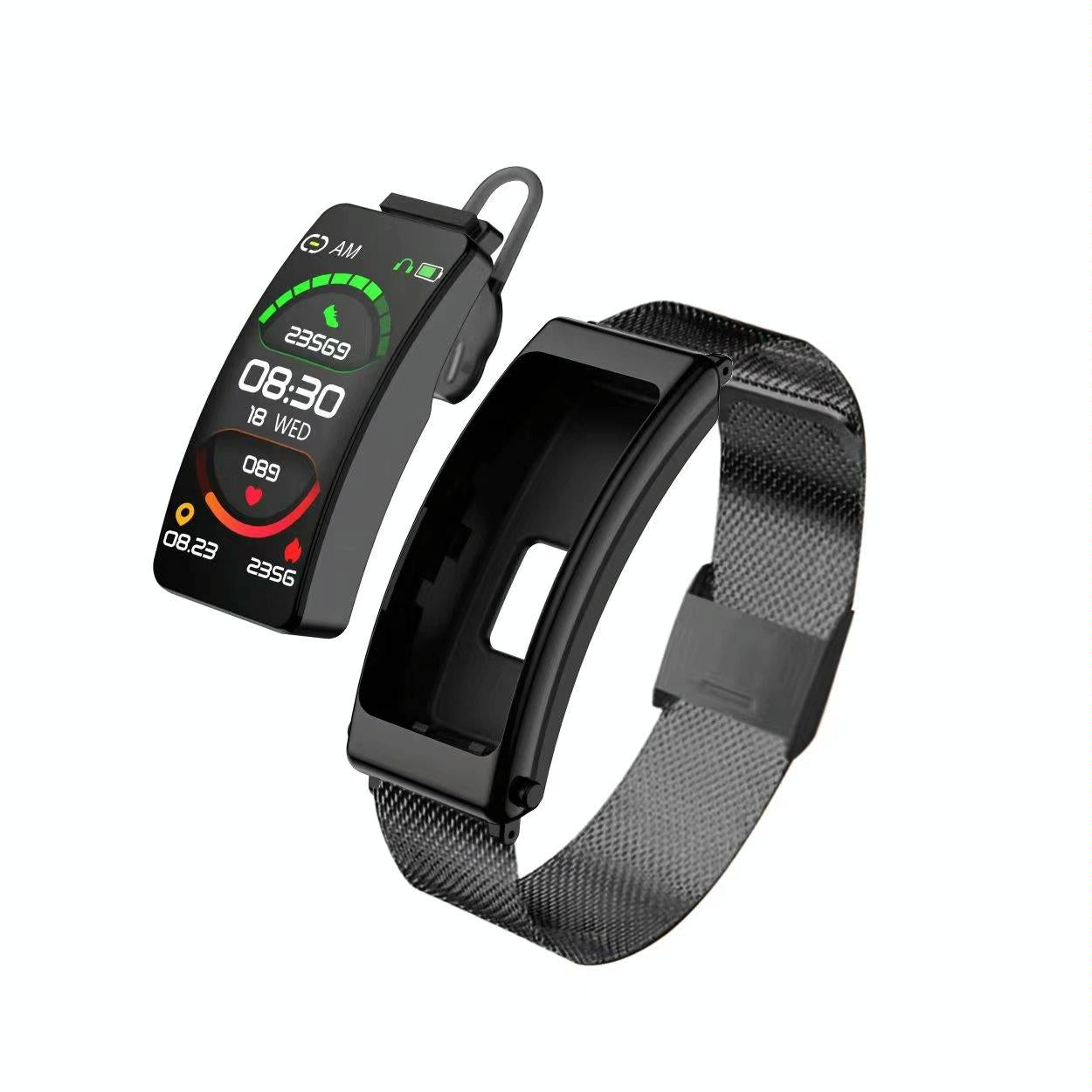 1.14 Inch Steel Band Earphone Detachable Smart Watch Support Bluetooth Call - Gold 10