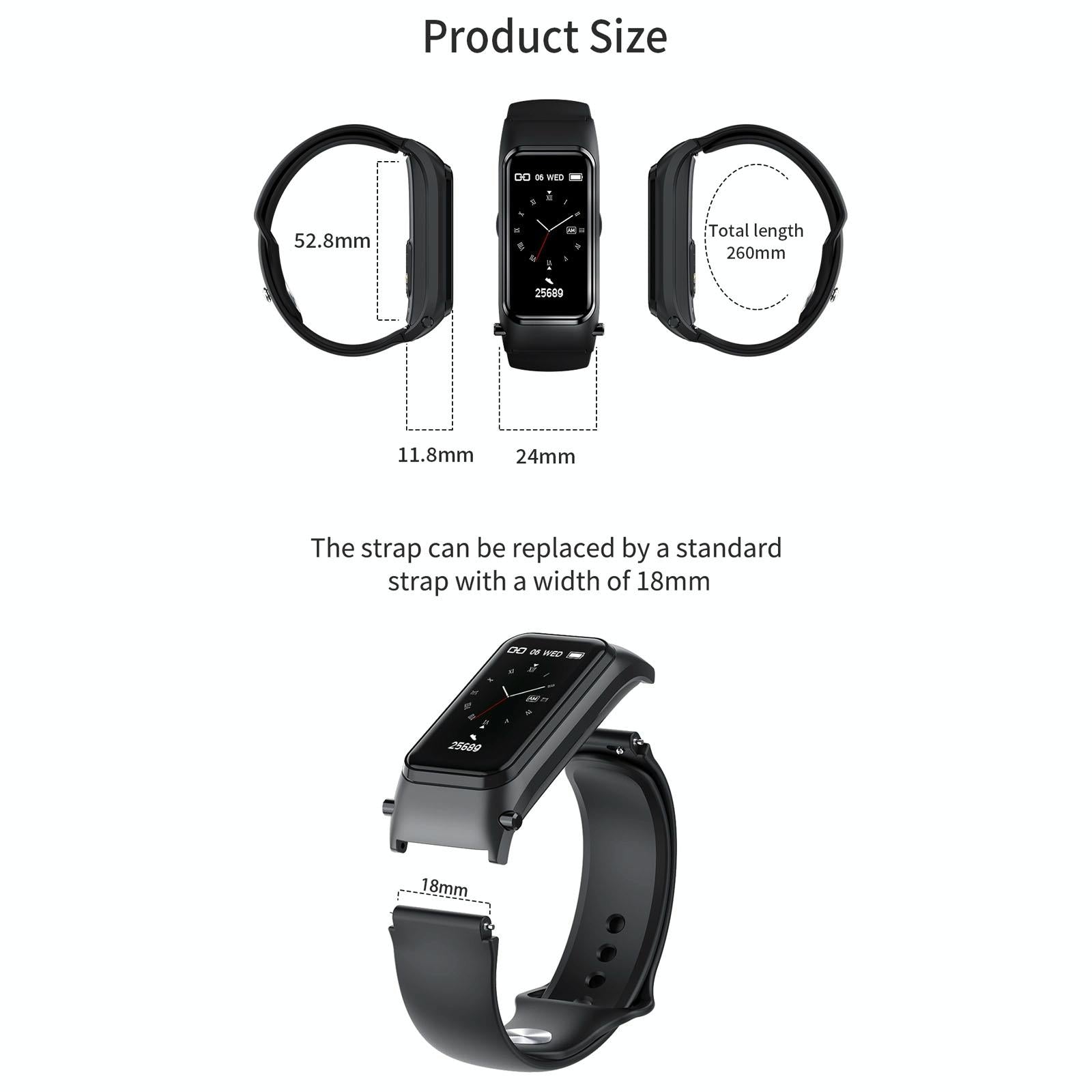 Bluetooth Smart Bracelet With Hd Screen - Rose Gold 4