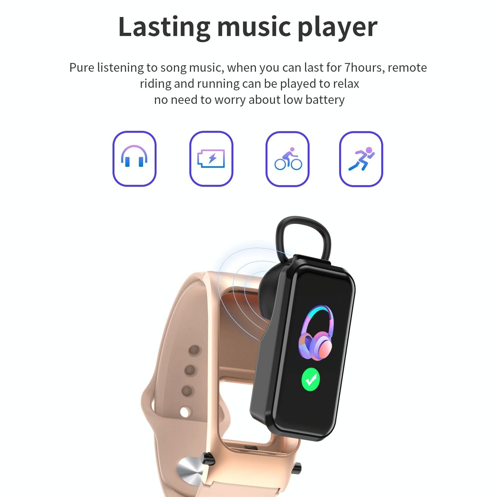 Bluetooth Smart Bracelet With Hd Screen - Rose Gold 10