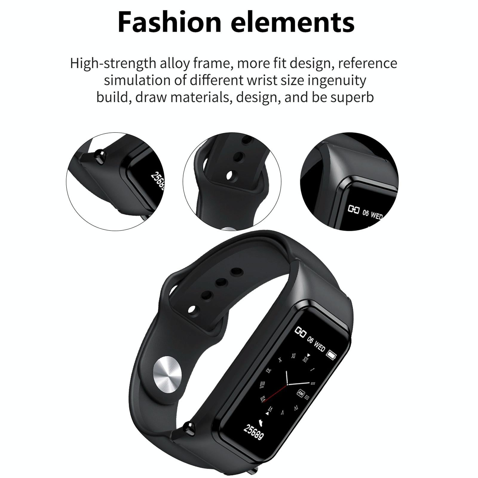 Bluetooth Smart Bracelet With Hd Screen - Rose Gold 12