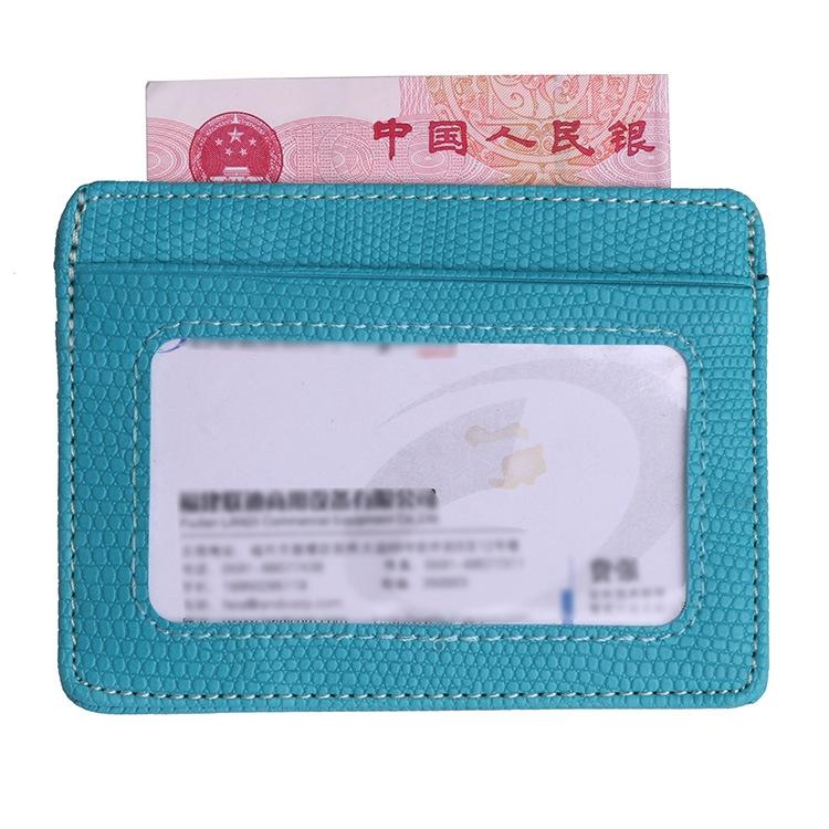 Pu Rfid Card Holder with Lizard Pattern - Blue 12