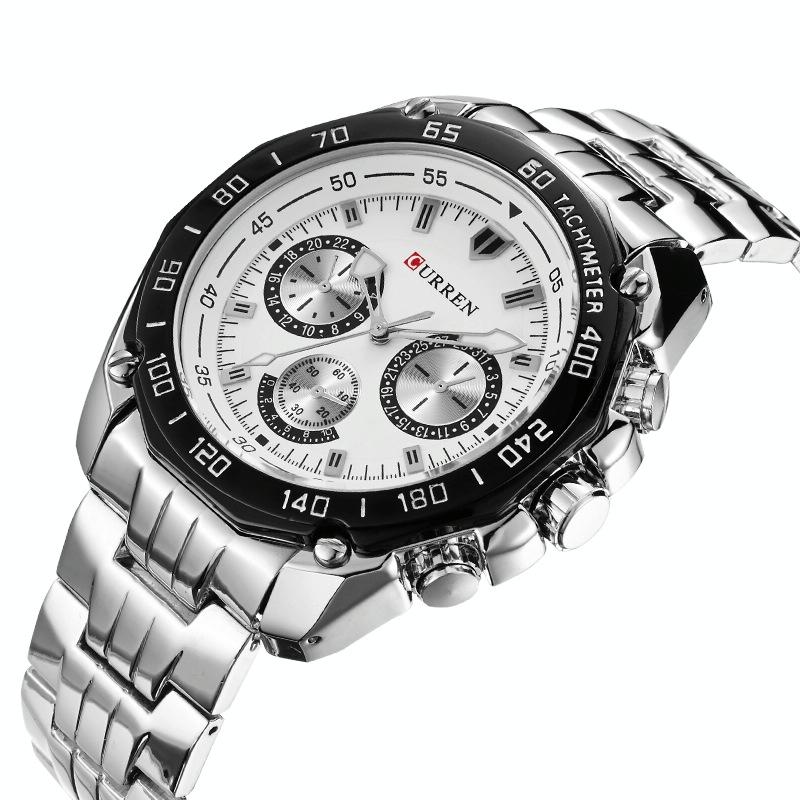 Waterproof Quartz Watch for Men - Casual Business Style - White Shell Black 3