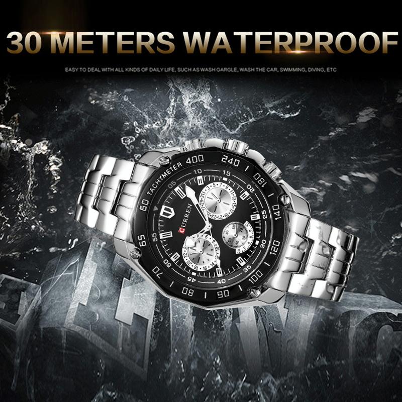 Waterproof Quartz Watch for Men - Casual Business Style - White Shell Black 5