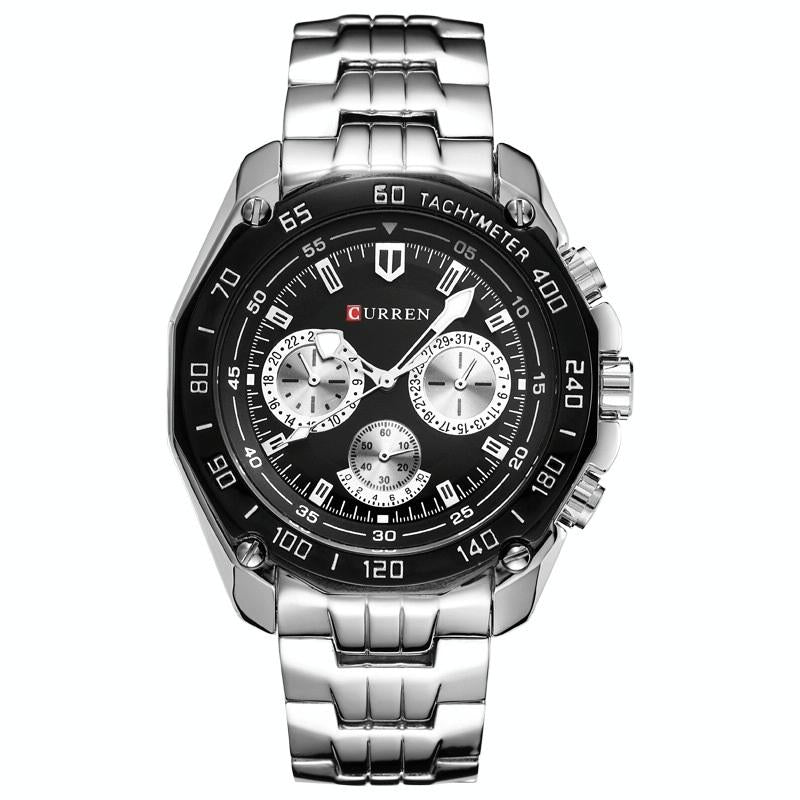 Waterproof Quartz Watch for Men - Casual Business Style - White Shell Black 9