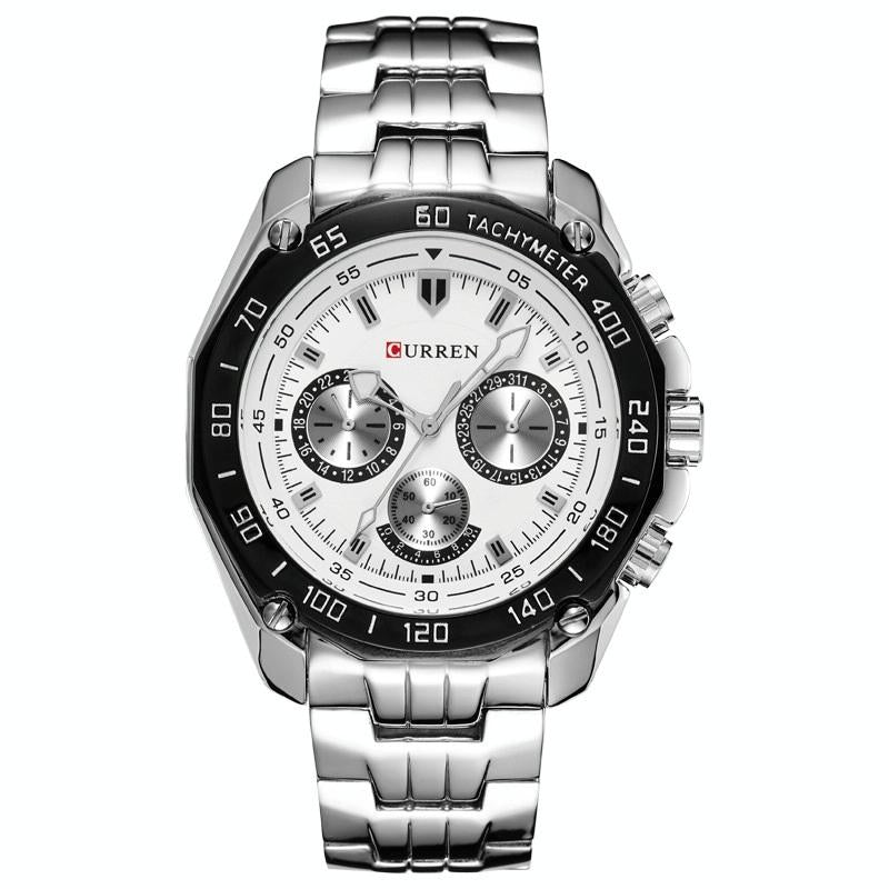 Waterproof Quartz Watch for Men - Casual Business Style - White Shell Black 11