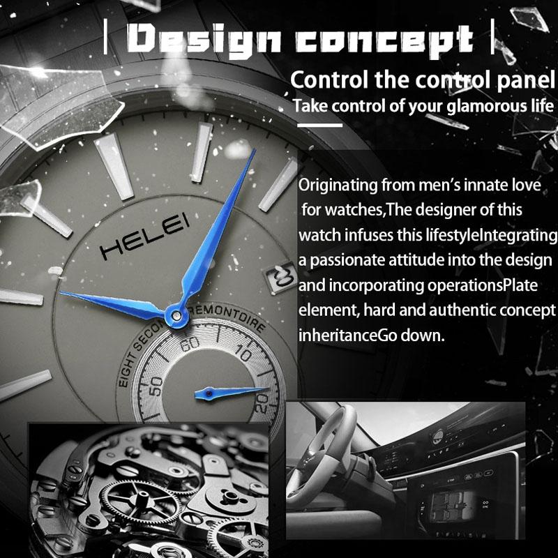 Waterproof Men Quartz Watch with Night Light - H9009b-g - Silver Gray 8