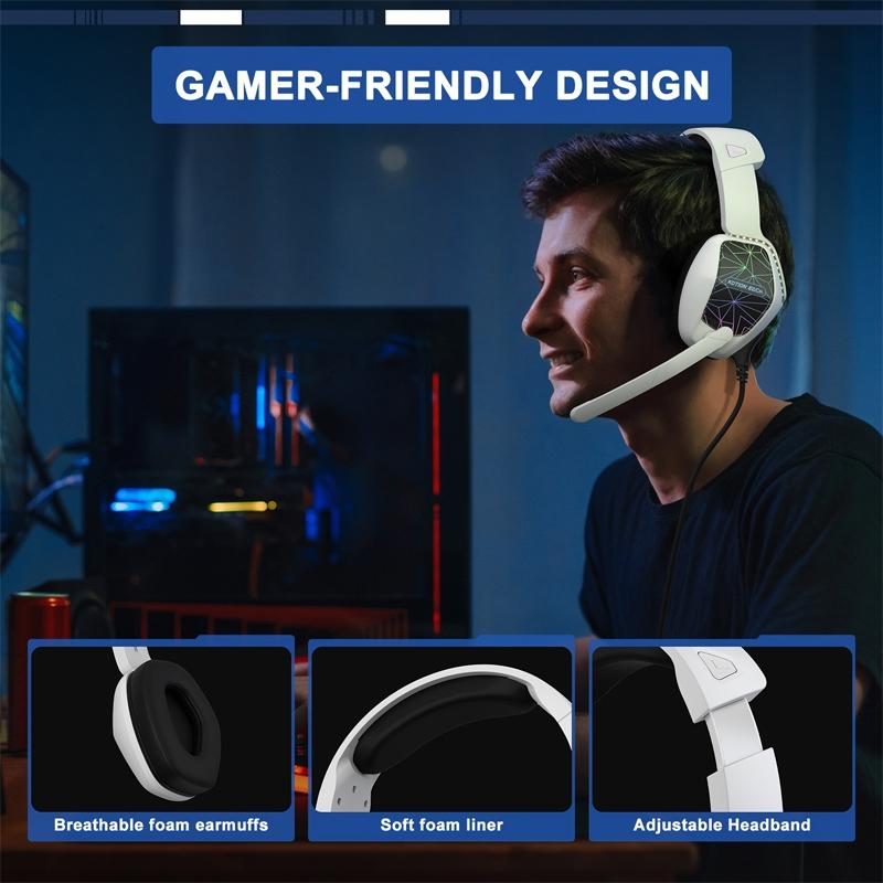 2.1M Gaming Headset With Mic Kotion Each G6000 - Black White 12