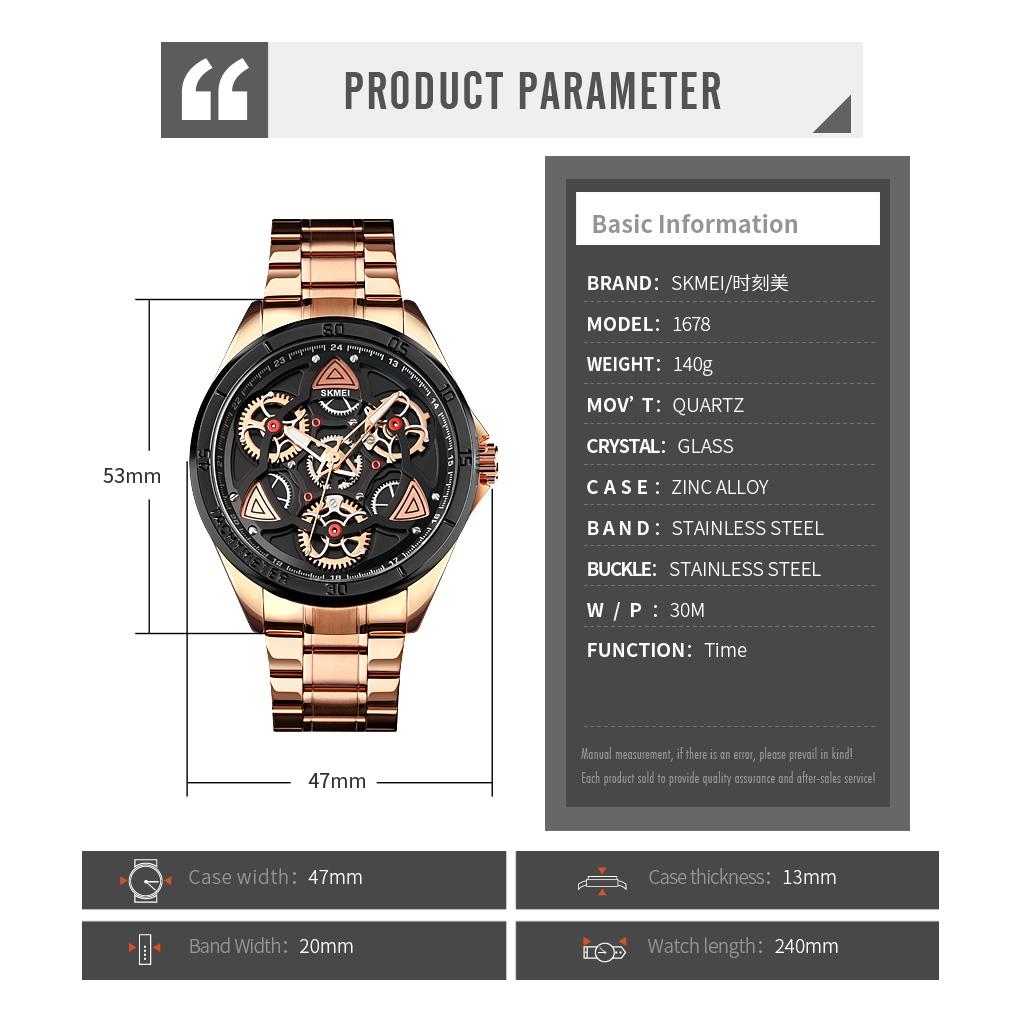 Waterproof Men Quartz Watch with Rotatable Gear Dial - Rose Gold Shell Blue Surface 8