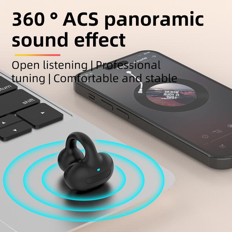 Wireless Single Ear Clip-on Bluetooth Earphone - M-s8 - Gray 8