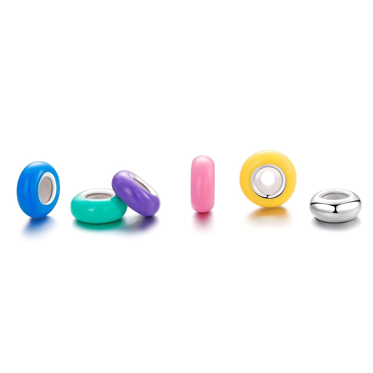 925 Sterling Silver Silicone Beads For Diy Bracelets & Necklaces - Pink 3