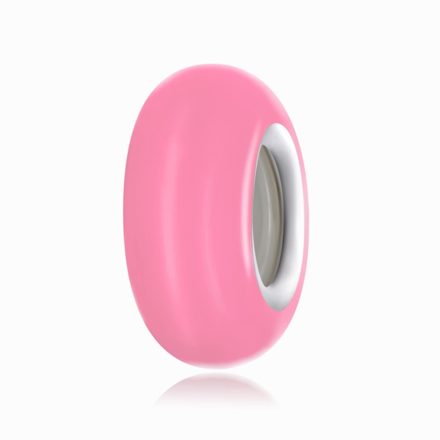 925 Sterling Silver Silicone Beads For Diy Bracelets & Necklaces - Pink 9