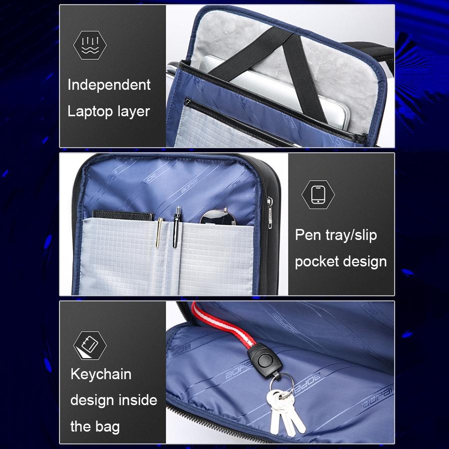 Waterproof Expandable Backpack with Usb Charging - Multi-compartment - Dark Gray 8