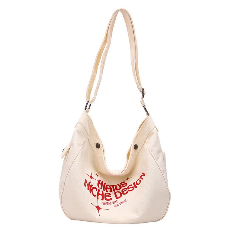 Printed Letter Canvas Tote For Women Spacious & Casual - Khaki 10