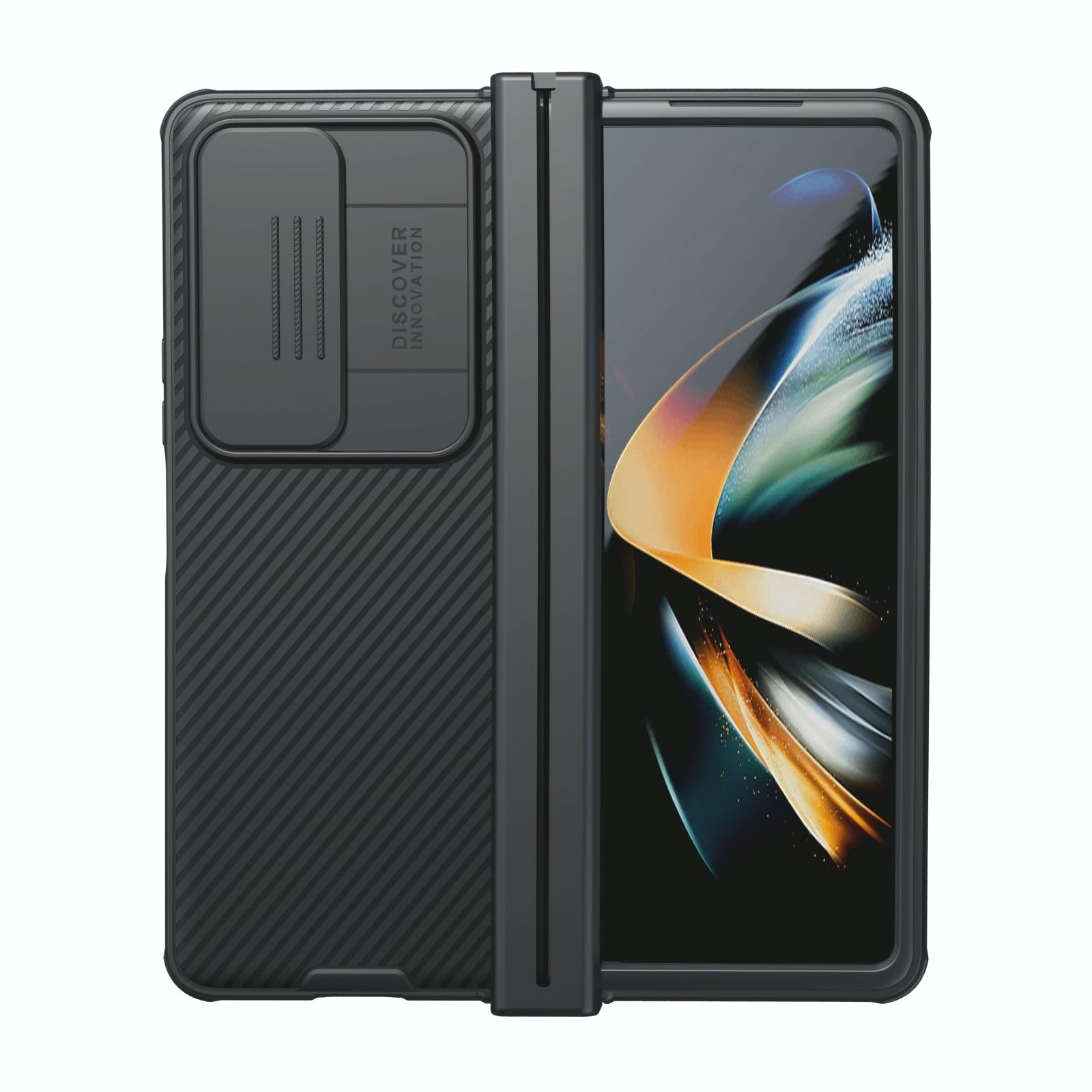 For Samsung Galaxy Z Fold4 5G Mirror Pro Camshield Case Set - Black 9