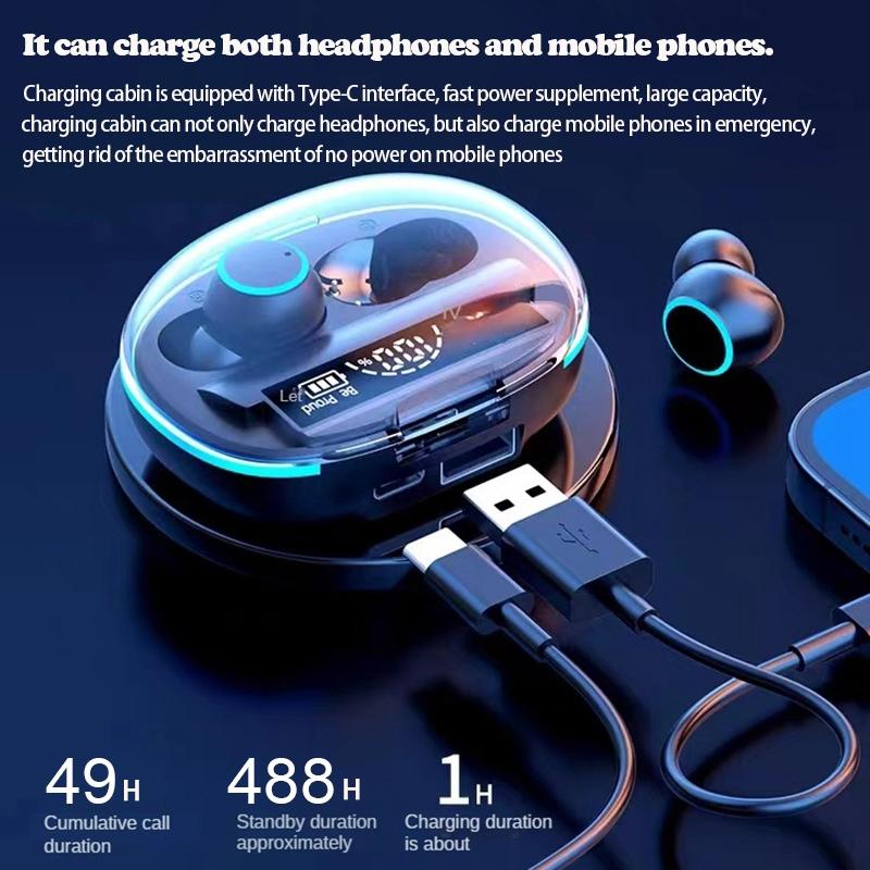 Wireless Bluetooth Earphones with Noise Reduction and Power Bank Function - Fluorescent Green 12