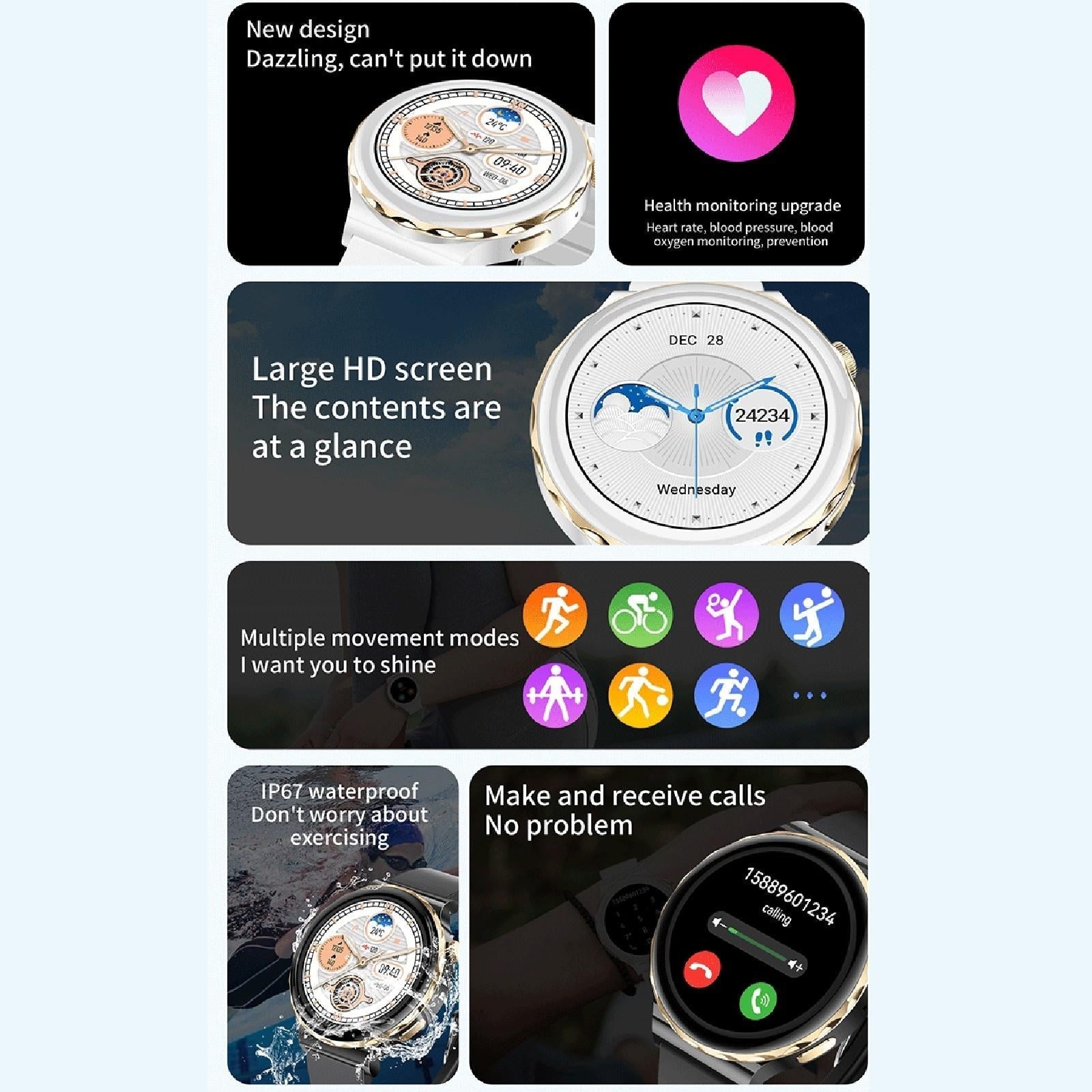 1.28 Inch Dual Mode Sport Smart Watch Support Bluetooth Call / Sleep / Blood Oxygen / Heart Rate / Blood Pressure Health Monitor - White 8
