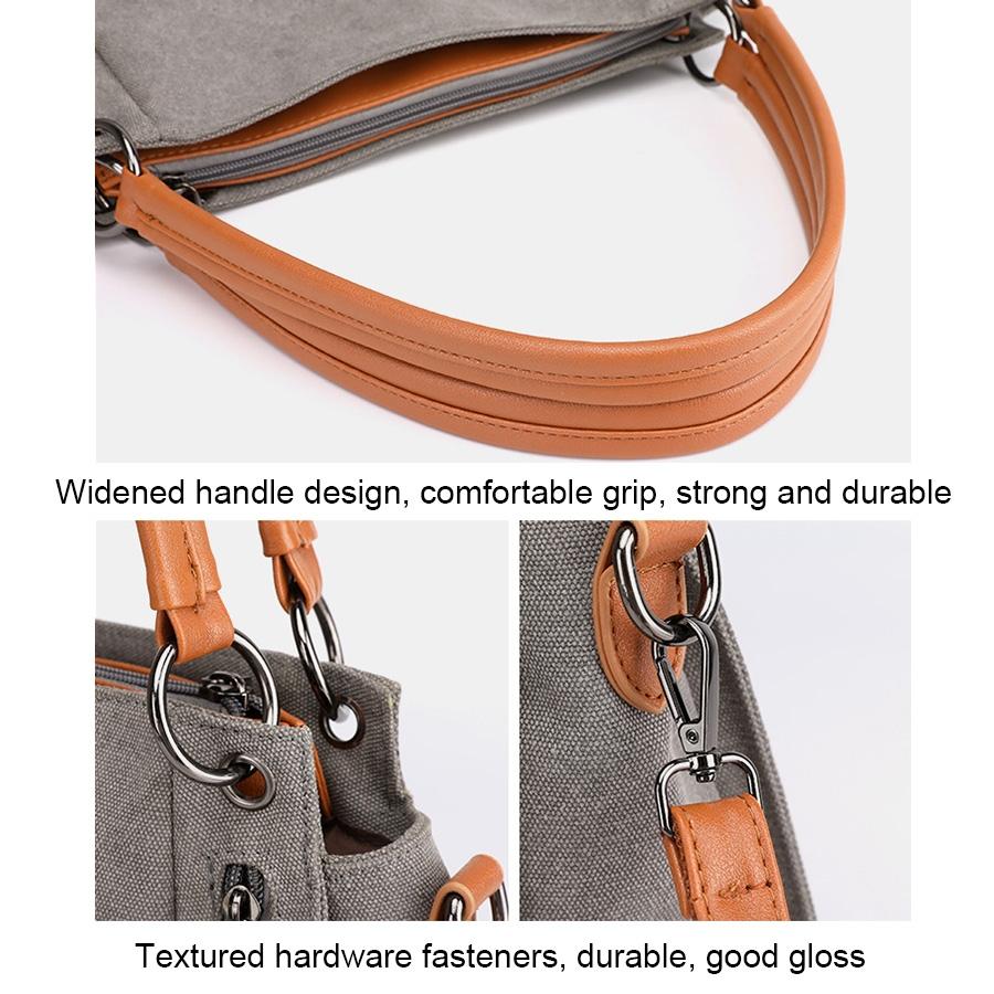 Canvas Shoulder Bag - Spacious and Stylish - Black 5