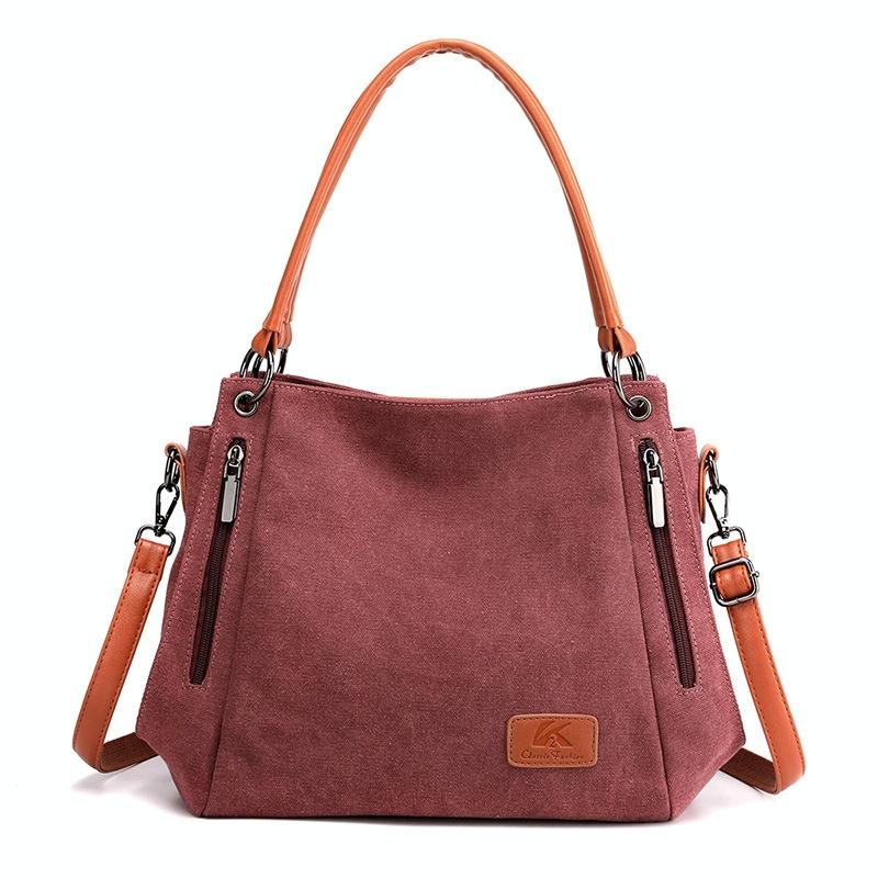 Canvas Shoulder Bag - Spacious and Stylish - Black 13