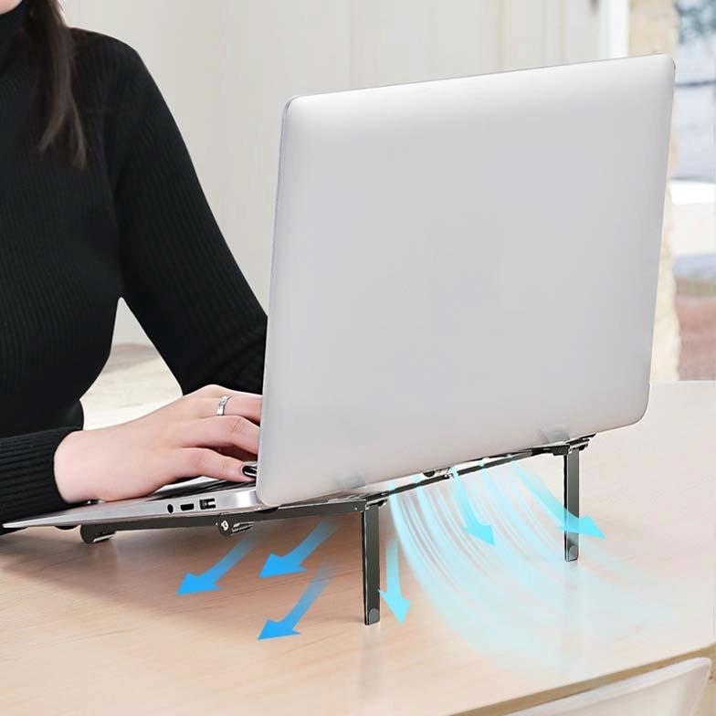 Foldable Metal Laptop Stand for Cooling and Ergonomic - Silver 12