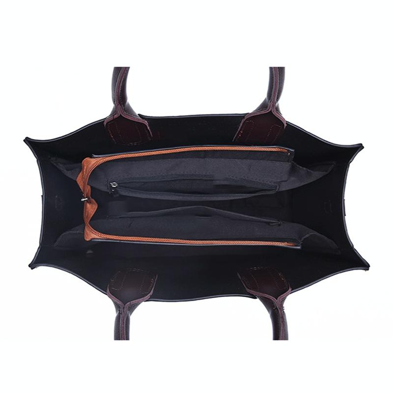 Retro Square Handbag for Commuting - Vintage Style - Black 6