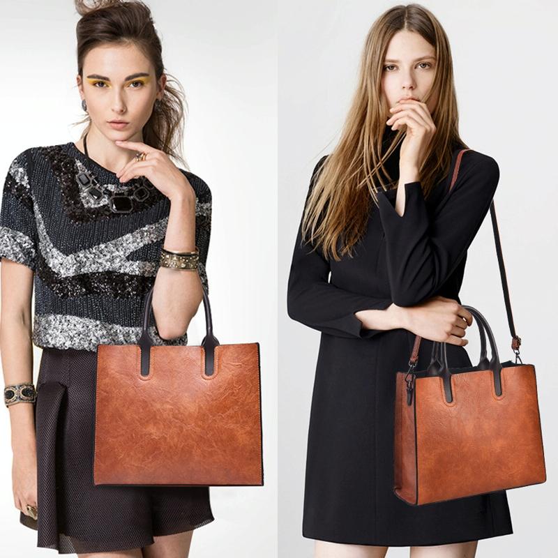 Retro Square Handbag for Commuting - Vintage Style - Black 8