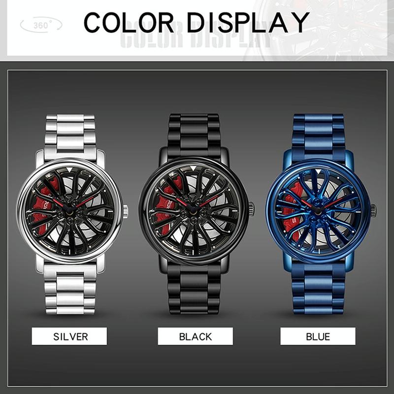 Personalized Skeleton Quartz Watch with Steel Strap for Men - Black 3