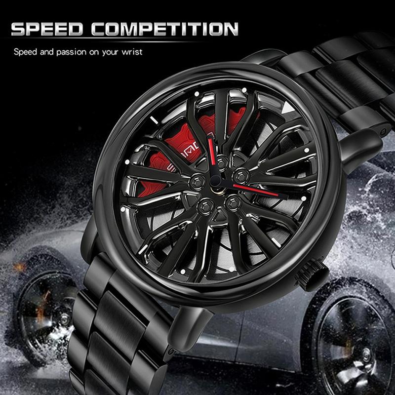 Personalized Skeleton Quartz Watch with Steel Strap for Men - Black 10