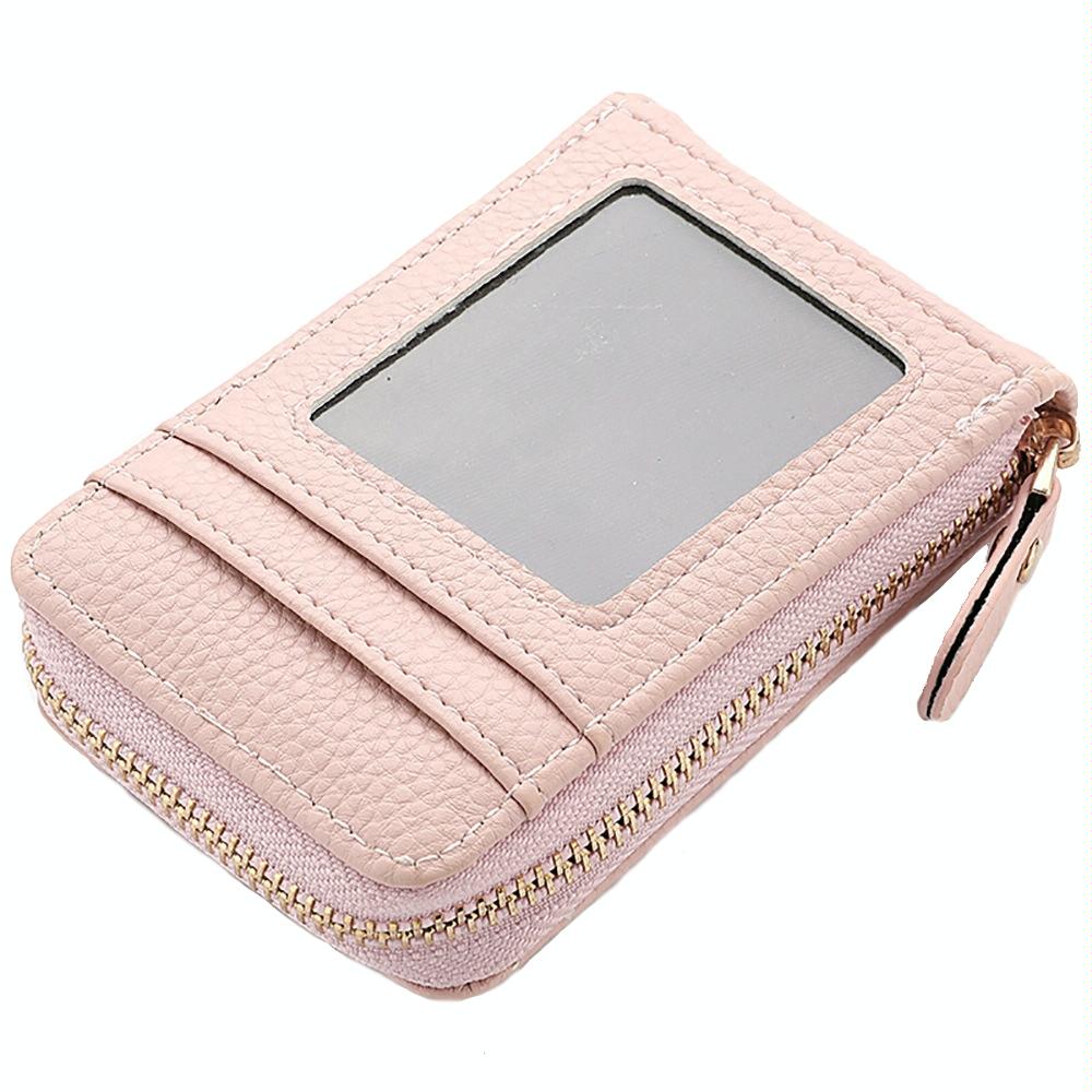 Multi Slot Short Card Holder With Zipper Coin Purse Pu Leather - Light Green 13