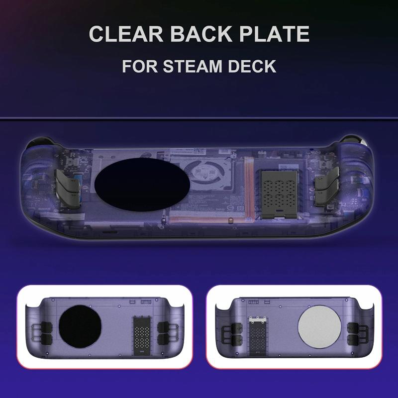 Steam Deck Gaming Console Case With Transparent Thermal Back And Bracket - Pink 3