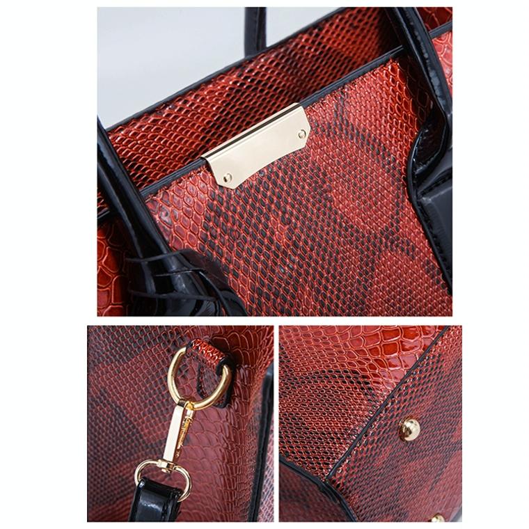 Stylish 3-in-1 Snakeskin Diagonal Handbag - Fashionable and Versatile - Black 6